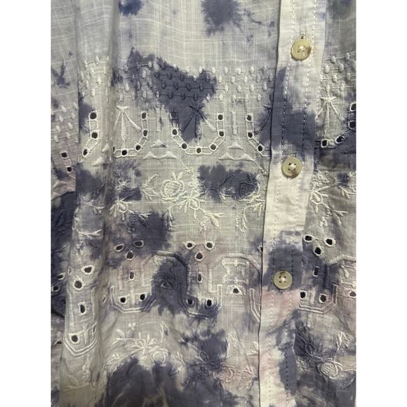 Pilcro Anthropologie The Cate Tie Dye Embroidered Button Down Blouse Size Small - Picture 4 of 11